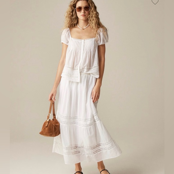 J. Crew Dresses & Skirts - J. Crew Lace-Trim Pintuck Skirt - size medium